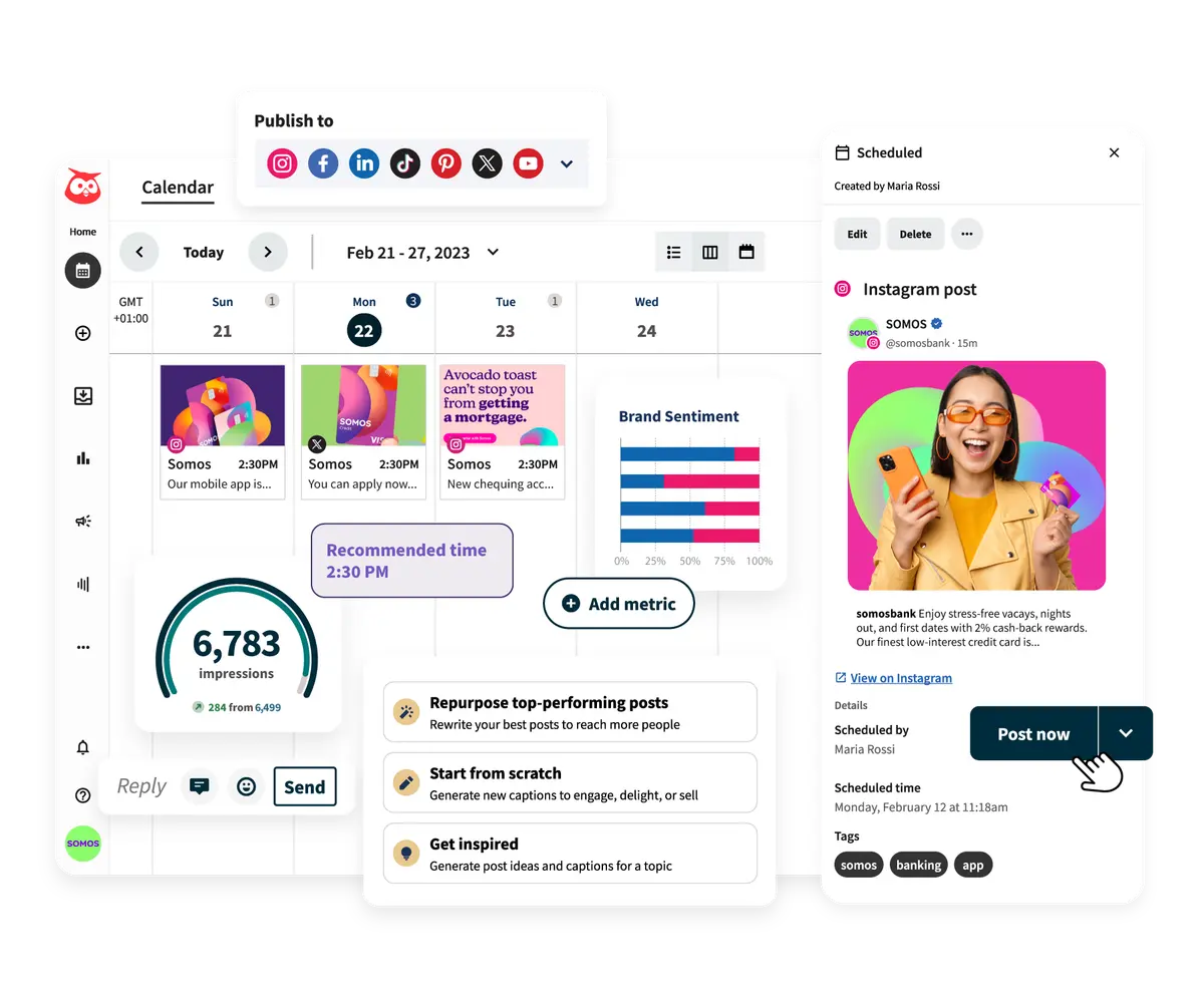 Hootsuite dashboard with user