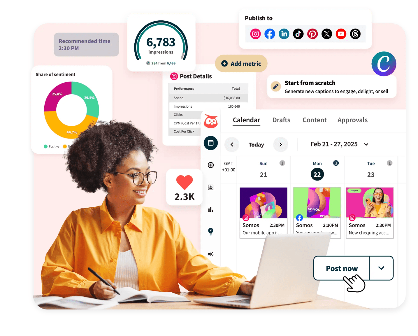 Hootsuite dashboard with user