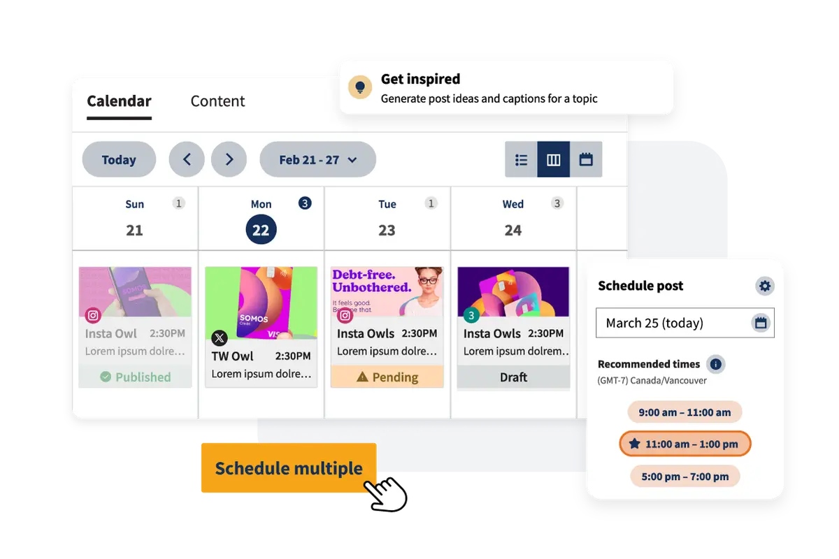 Hootsuite dashboard with user